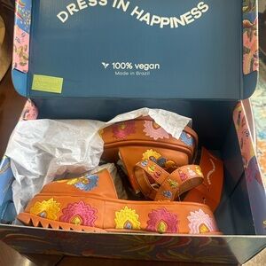 FARM Rio Antwerp platform Sandals. In original box with tags on.